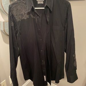 Vintage Lucky Brand Black Mens Button Up